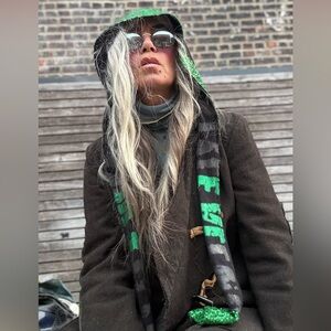 Handmade Green Sequins Knit Hoodie | Festival | Holiday Street Style